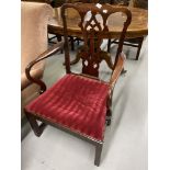 19th cent. Splat back mahogany dining carver chairs, plus one other. (3)