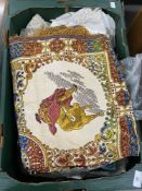 19th and 20th cent. Fabric/Lacework: Including doilies, place mats, collars, etc. 1 box. Plus a