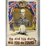 Militaria - WWI Poster: Recruitment poster featuring Lord Roberts of Kandahar
