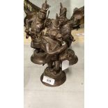 19th/20th cent. Cast brass animal musicians in military uniform, drummer, saxophone player,