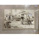 Michael Brookway: Inkwash rural market scene.