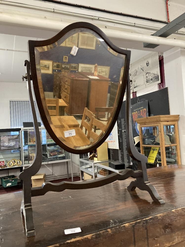 19th cent. Hepplewhite style shield shaped dressing table mirror.