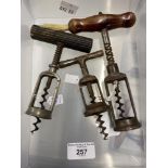 Wine Collectables/Corkscrews: Late 19th/early 20th cent. German corkscrews, one spring assist,