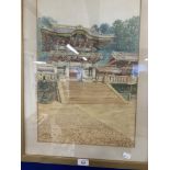 20th cent. Japanese School: Kosugi Hoen 1881-1964 formally Misei Kosugi, watercolour of Temples in