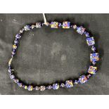 Costume Jewellery: 1930s style square multi coloured Millefiori glass bead necklace.