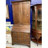 18th cent. Oak bureau bookcase with fitted interior. 36ins. x 84ins.