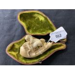 Smoking Requisites: 19th cent. Meerschaum pipe body decorated with carved fighting horses, no