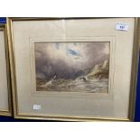 19th cent. Marine study of a stormy sea, plus a river scene. (2) 10ins. x 7ins. and 6ins. x 8ins.