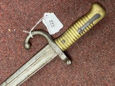 Edged Weapons: Franco - Prussian War period French Chassepot 1866 pattern Yataghan bladed bayonet,