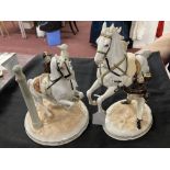 20th cent. Ceramics: Augarten Spanish riding school figurines 'Ind Den Pilaven' school between two