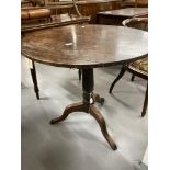 19th cent. Mahogany tilt top tripod table.