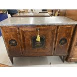 French Empire marble top sideboard with ebonised chinoiserie panels. 51ins.