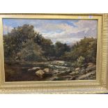 George Wells (Act 1842-1888): 'The Bend of The River North Wales' oil on canvas, signed lower left.