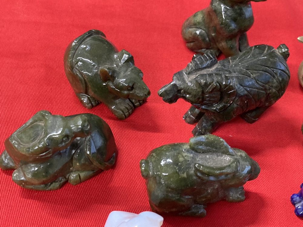 20th cent. Oriental carved soapstone and glass animals. Approx. 20. - Image 2 of 2