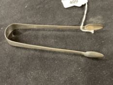 Hallmarked Silver: Georgian sugar tongs, London marks G.T. Approx. 1oz.