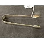 Hallmarked Silver: Georgian sugar tongs, London marks G.T. Approx. 1oz.