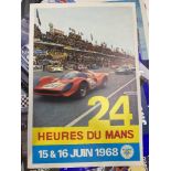 Motorsport: Le Mans 24 hour 1968 colour promotional poster for June, backed onto canvas. 15ins. x