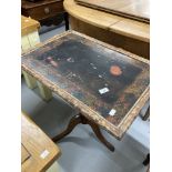 19th cent. Mahogany rectangular side table on tripod support (A/F), plus lacquered bamboo table