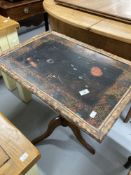 19th cent. Mahogany rectangular side table on tripod support (A/F), plus lacquered bamboo table