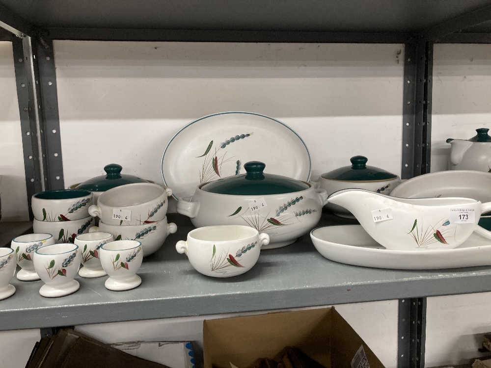 20th cent. Ceramics: Denby 'Greenwheat' kitchen ware, 32 pieces including tureens x 3, large serving