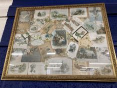 Ephemera: Late 19th/early 20th cent. Christmas cards presented mounted in a frame. 24ins. x 19ins.