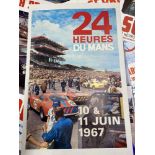 Motorsport: Le Mans 24 hour 1967 colour promotional poster mounted on canvas. 16ins. x 25ins.