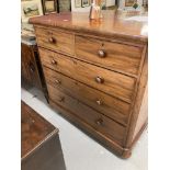 19th cent. Mahogany 2 over 3 chest of drawers, of good quality with mahogany drawer liners. 49½ins.