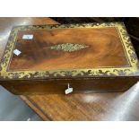 19th cent. Mahogany writing slope with brass inlay and fitted interior. (Requires restoration)
