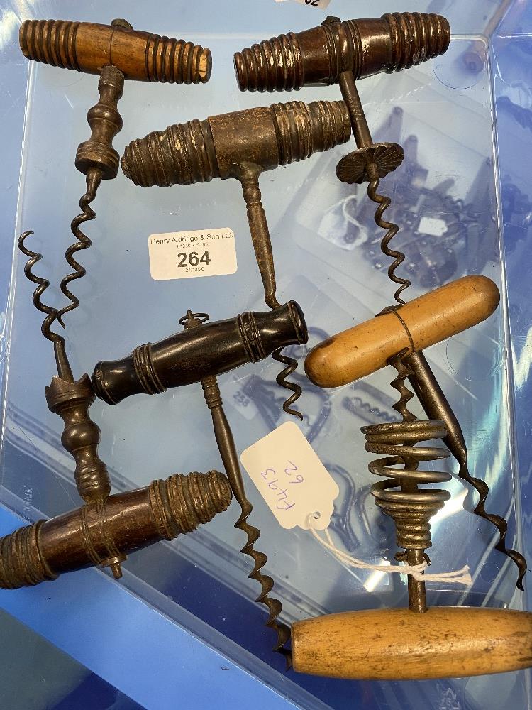 Wine Collectables/Corkscrews: Late 19th and early 20th cent. Straight pull wooden handled