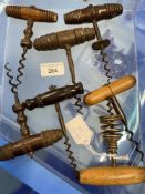 Wine Collectables/Corkscrews: Late 19th and early 20th cent. Straight pull wooden handled