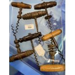 Wine Collectables/Corkscrews: Late 19th and early 20th cent. Straight pull wooden handled