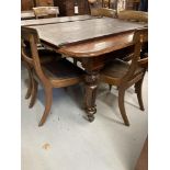 19th cent. Mahogany extending dining table with two leaves.