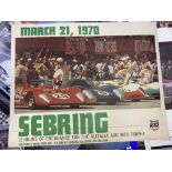 Motorsport: Sebring 1970 colour promotional poster mounted on linen. 24ins. x 19ins.