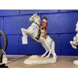 20th cent. Ceramics: Augarten Spanish riding school figurines 'Couxbette' rider with rearing horse -