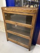 20th cent. Oak Globe Wernecke style glass fronted bookcase with three shelves. Height 46ins. Width