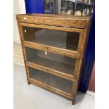 20th cent. Oak Globe Wernecke style glass fronted bookcase with three shelves. Height 46ins. Width