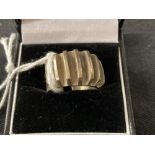 Studio Jewellery: A.G. Eker Norwegian 1950s ring modernist design, row of raised bars across the