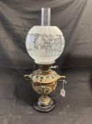 Royal Doulton Stoneware: Hicks oil lamp, stamped Hicks PTD, the design is of ivy leaves, impressed