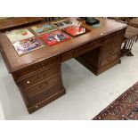 20th cent. Mahogany partner's desk with leather skiver. 72ins. x 41ins.