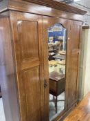 Edwardian mahogany inlaid double wardrobe. 47ins.