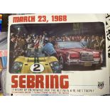 Motorsport: Sebring 1968 colour lithograph by Michael Turner. 24ins. x 19ins.