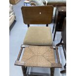 19th cent. Rustic rattan bobbin footstool, occasional table and a stool (3).