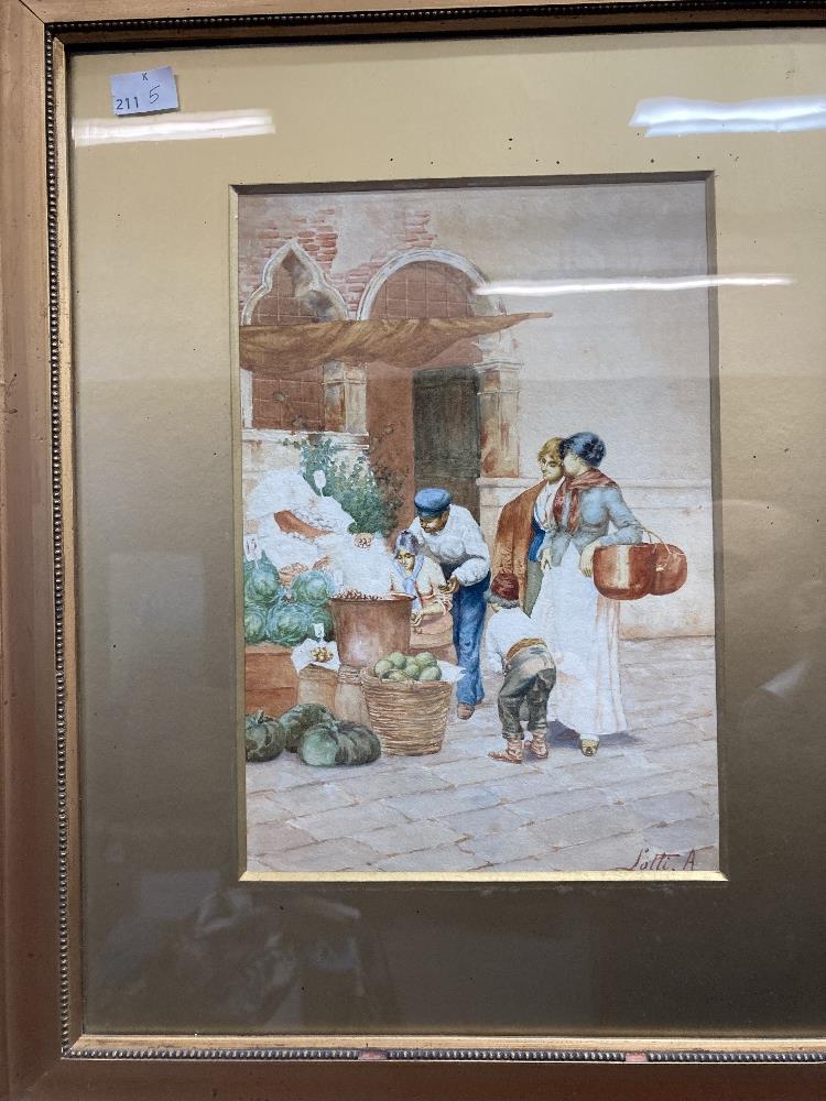 19th cent. Italian School: Watercolour on paper "An Italian Fruit Seller",signed bottom right A. - Image 2 of 2
