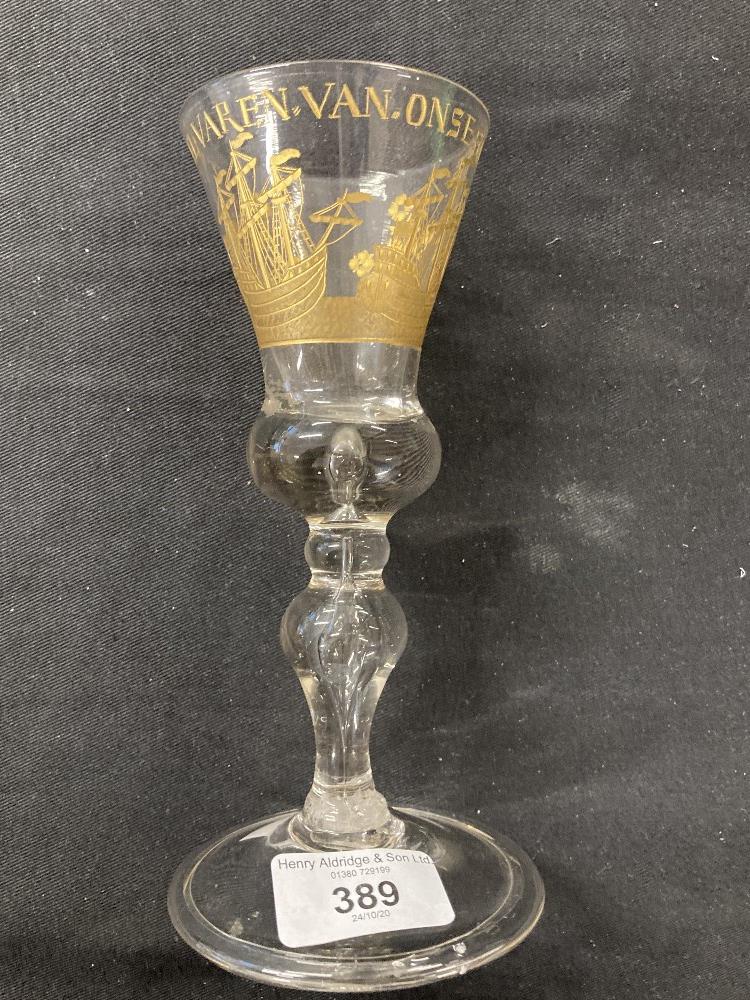 An early 18th century European whaling or captains glass, 7ins. high, of bell bowl form engraved - Image 7 of 7