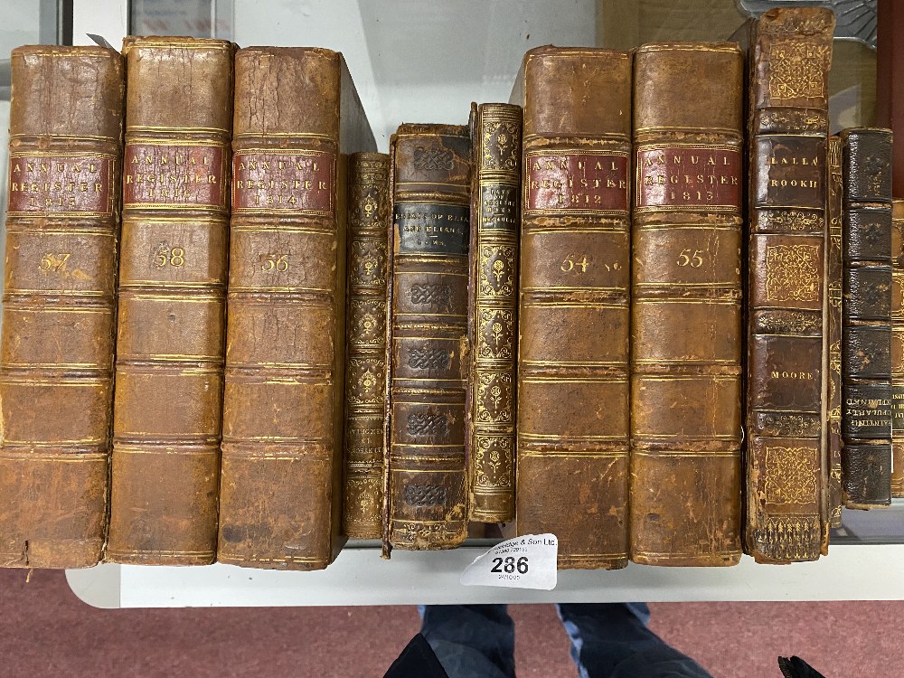 Antiquarian Books: Twelve leather bound books to include five volumes of Annual Registration from