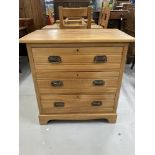 Edwardian satinwood chest of three drawers. 33ins.