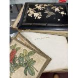 Oriental: 19th cent. Photo album with black lacquered front and back covers. The front decorated