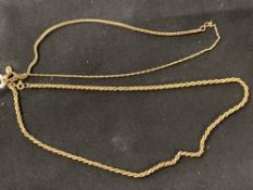 Hallmarked Gold: 9ct. Gold two bracelets, one necklet hallmarked London import. Total weight 6g.