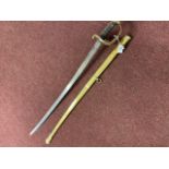 Military Edged Weapon: c1850 Engineer's Senior Officer's sword with carved brass hilt and scabbard.