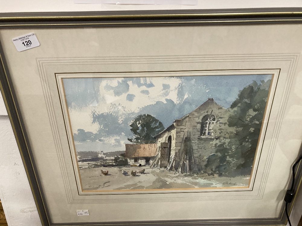 Stanley Orchart (1920-2005): Watercolour 'South Yorkshire Barn'. 10ins. x 14ins.